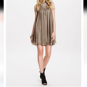 Free People Boho Embroidered  Trim Georgette Babylon Dress